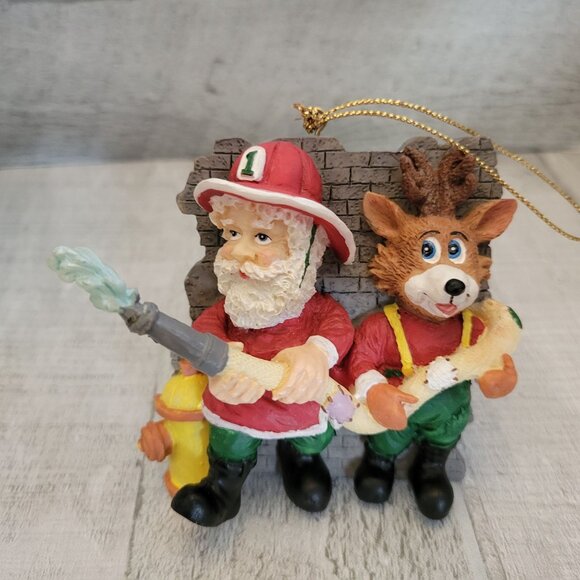 House Of Lloyd Christmas Around The World Firefighter Ornament Santa & Reindeer - Picture 2 of 4